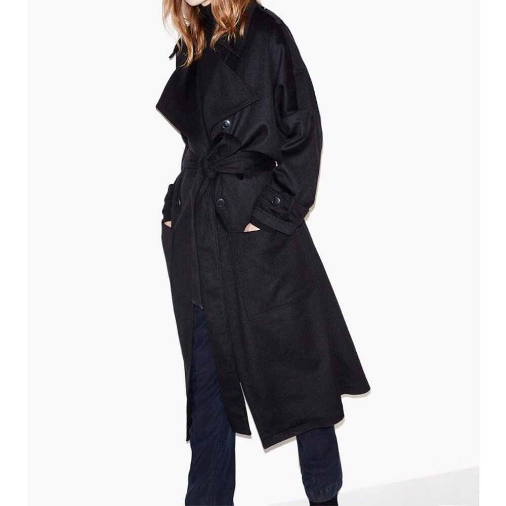 THE KOOPLES • Black Oversized Wool Trench Coat